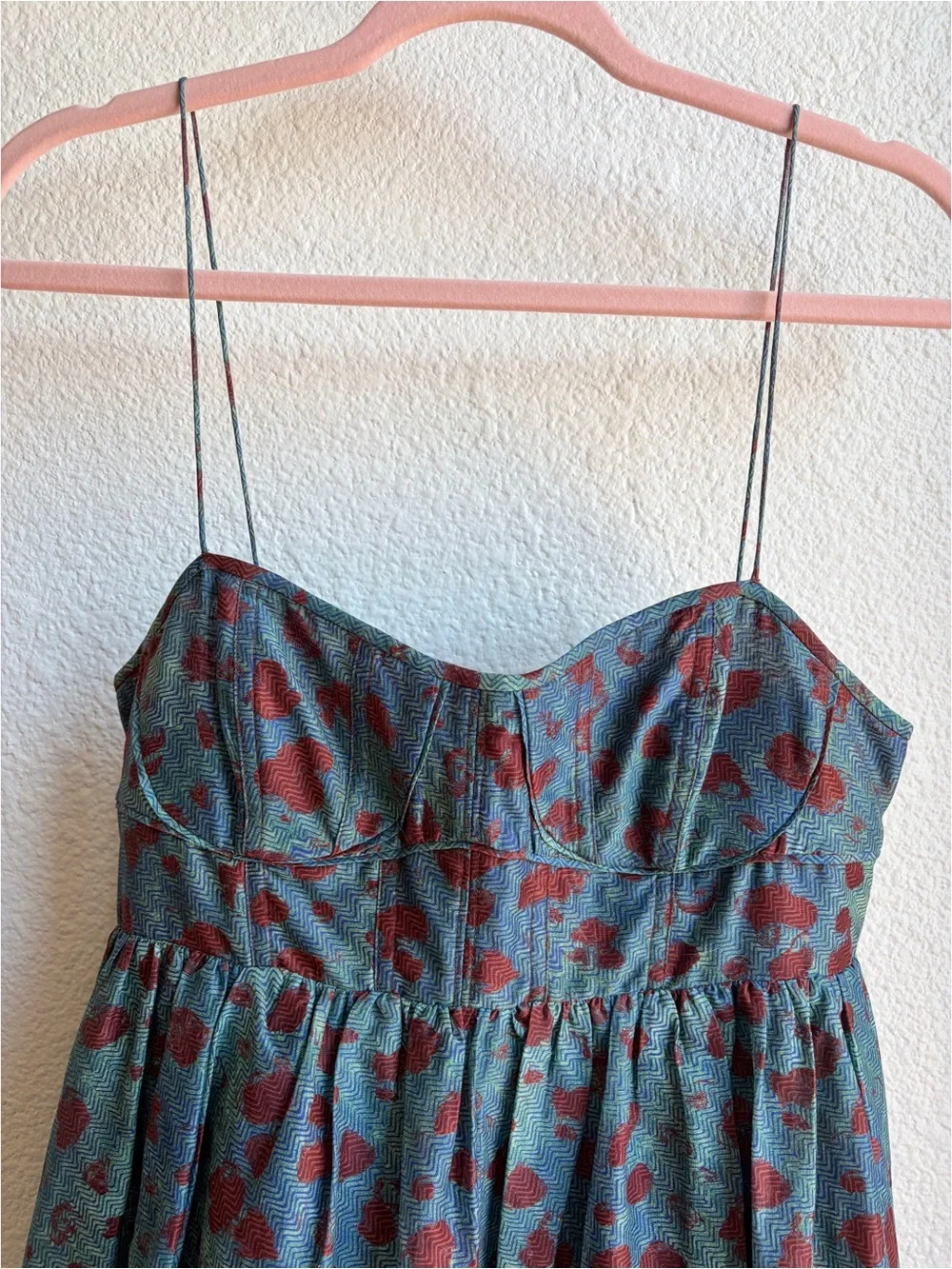 Ulla Johnson Teal Maxi Dress with Brown Spot Print - Picture 7 of 11